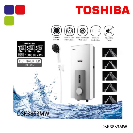 TOSHIBA WATER HEATER DC INV PUMP DUA HEAT WHITE DSK38S3MW Kemudi Timur