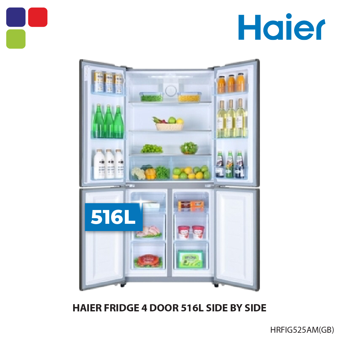 HAIER FRIDGE 4 DOOR 526L SIDE BY SIDE HRFIG525AM(GB) Kemudi Timur
