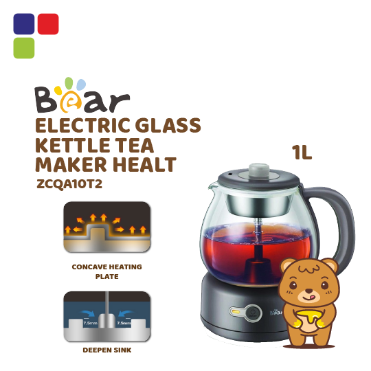 BEAR 1L ELECTRIC GLASS KETTLE TEA MAKER HEALT ZCQA10T2 Kemudi Timur