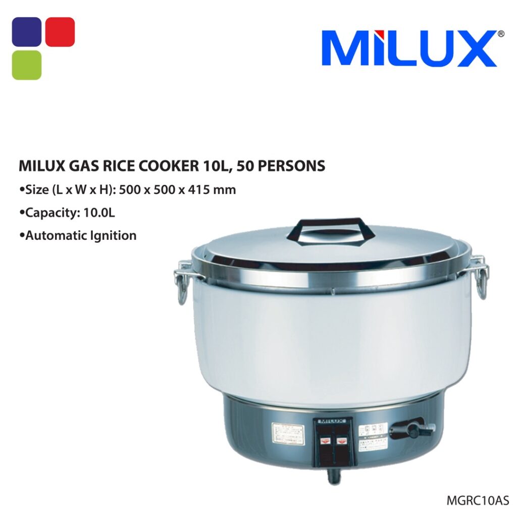 MILUX GAS RICE COOKER 10L, 50 PERSONS MGRC10AS Kemudi Timur