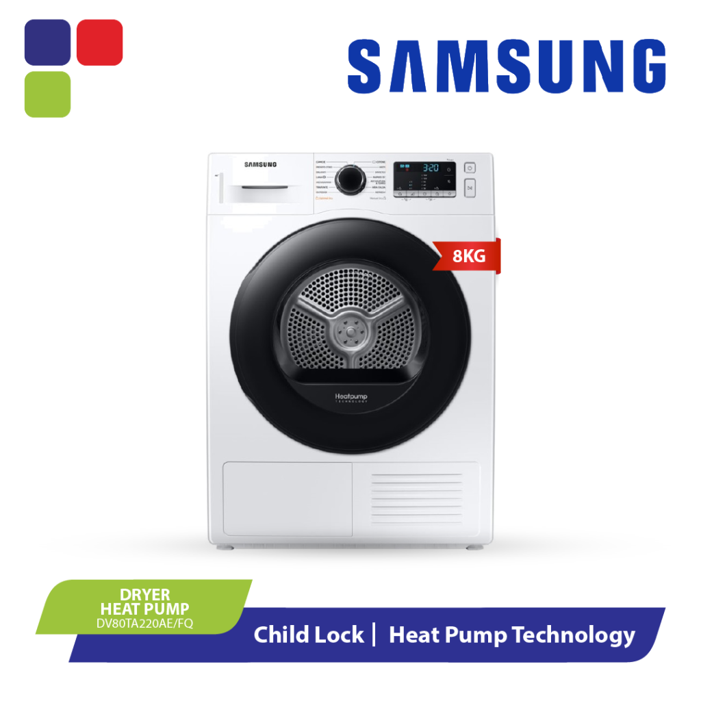SAMSUNG DRYER HEAT PUMP 8KG [DV80TA220AE/FQ] Kemudi Timur