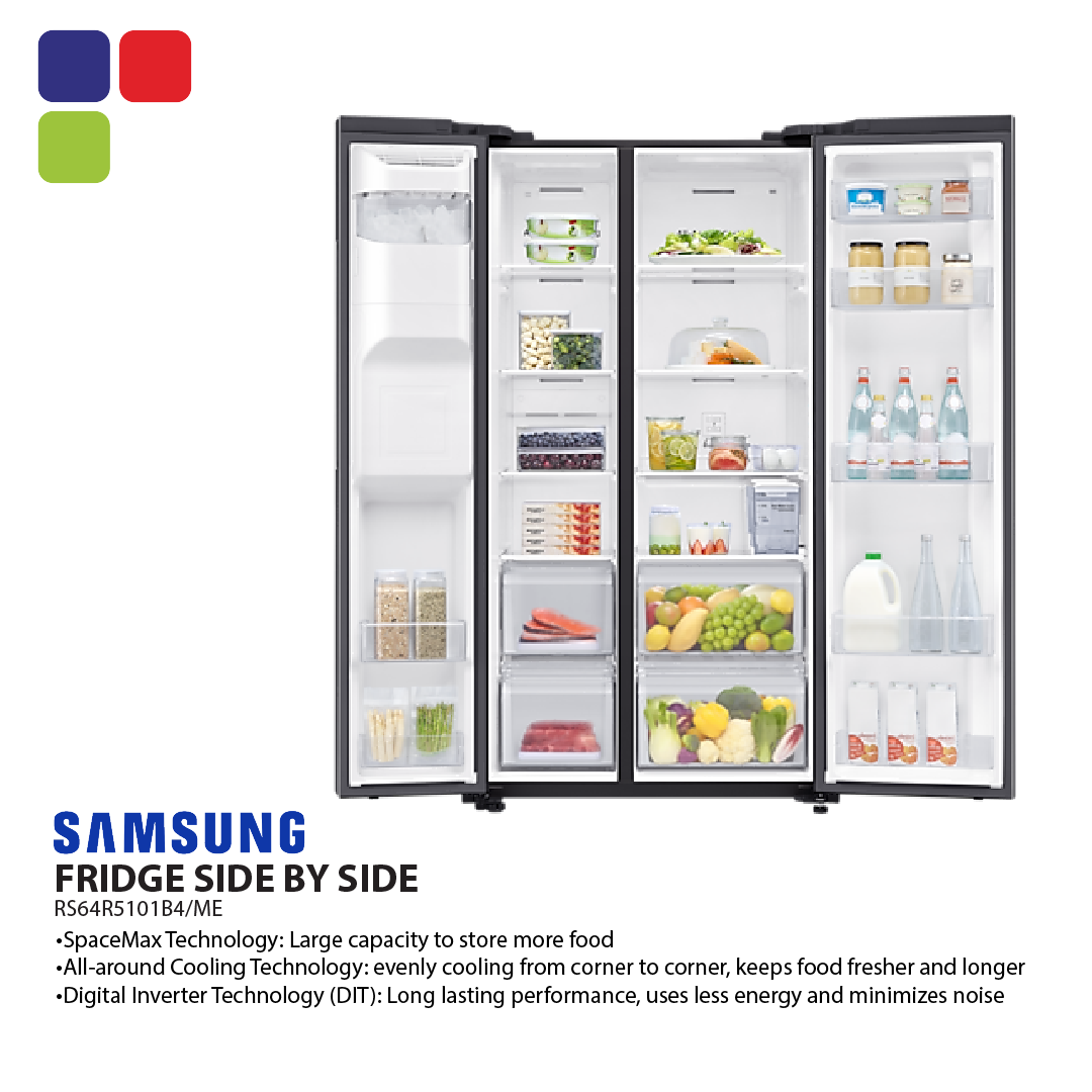 SAMSUNG FRIDGE SIDE BY SIDE 660L WATER DISPENSER RS64R5101B4/ME