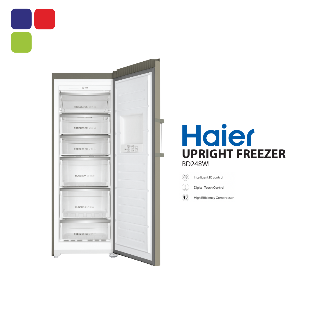 HAIER UPRIGHT FREEZER 250L BD248WL Kemudi Timur