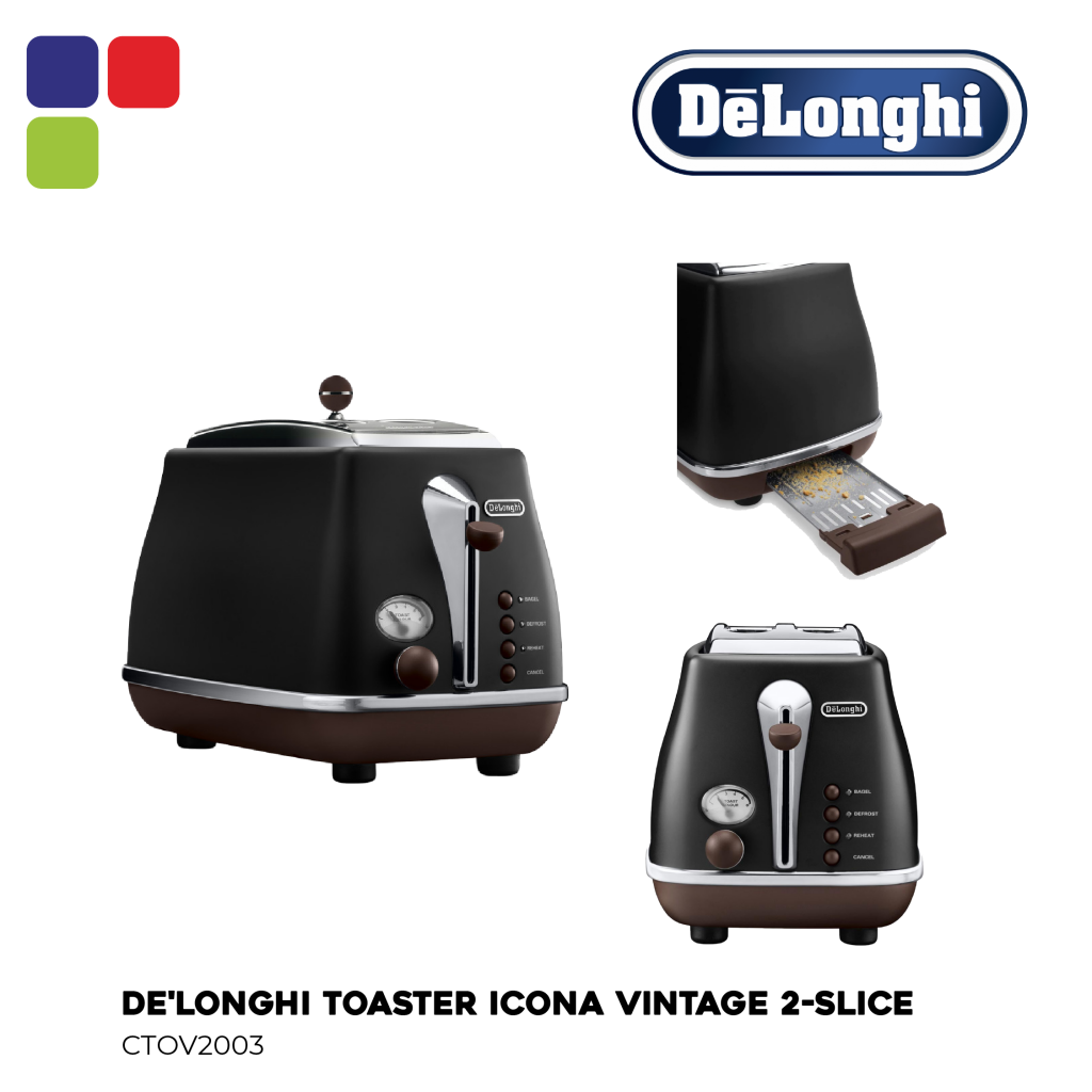 DELONGHI TOASTER ICONA VINTAGE 2SLICE CTOV2003 Kemudi Timur