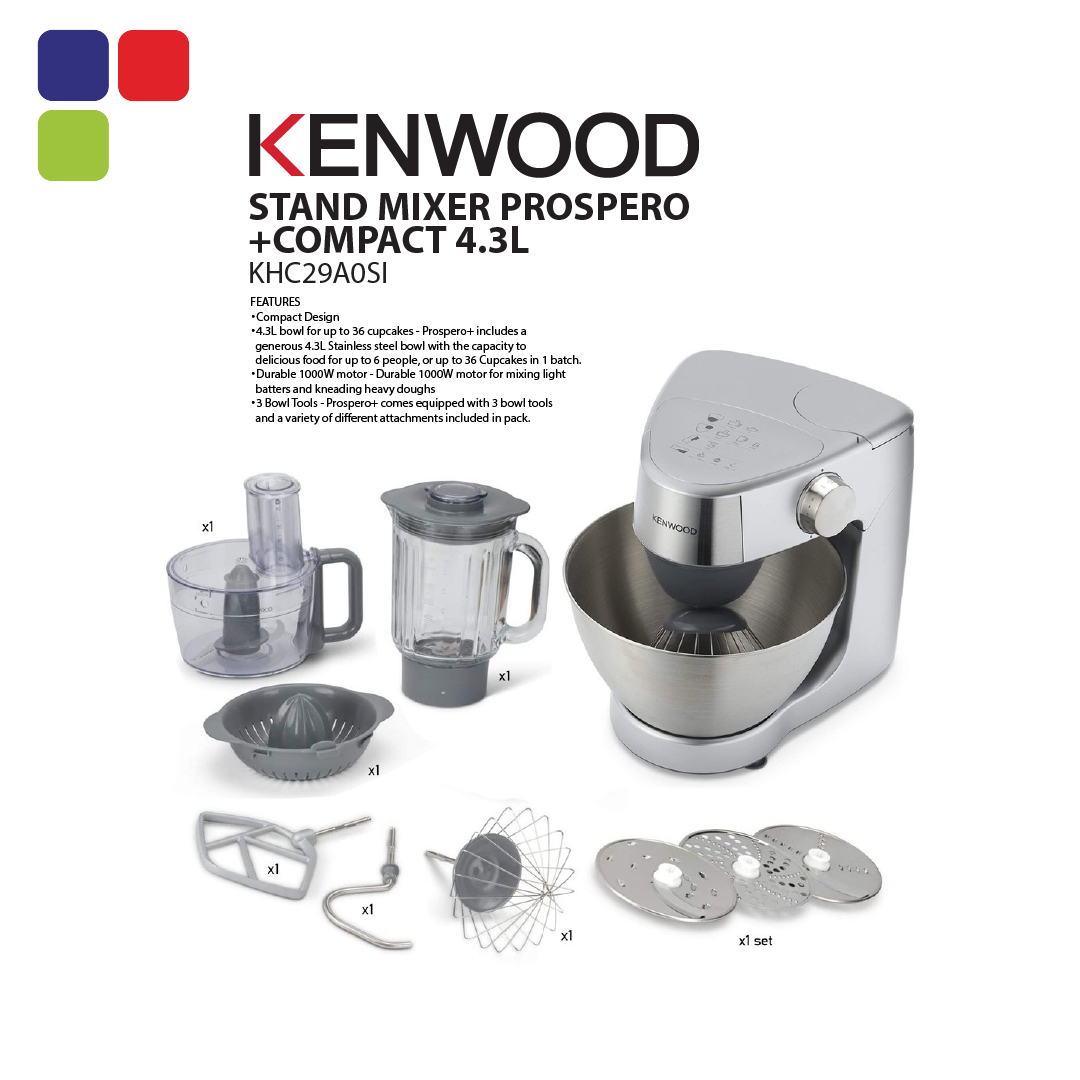 KENWOOD STAND MIXER PROSPERO+ COMPACT 4.3L KHC29A0SI Kemudi Timur