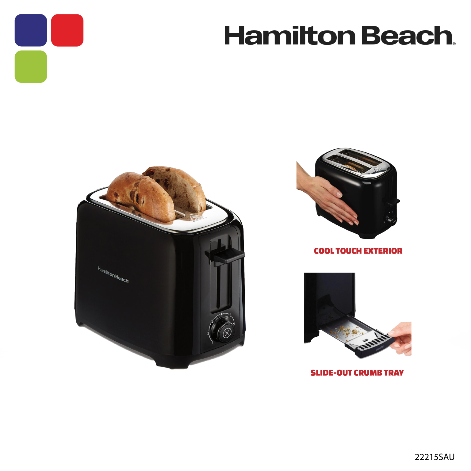 HAMILTON BEACH TOASTER 2 SLICE 22215SAU Kemudi Timur
