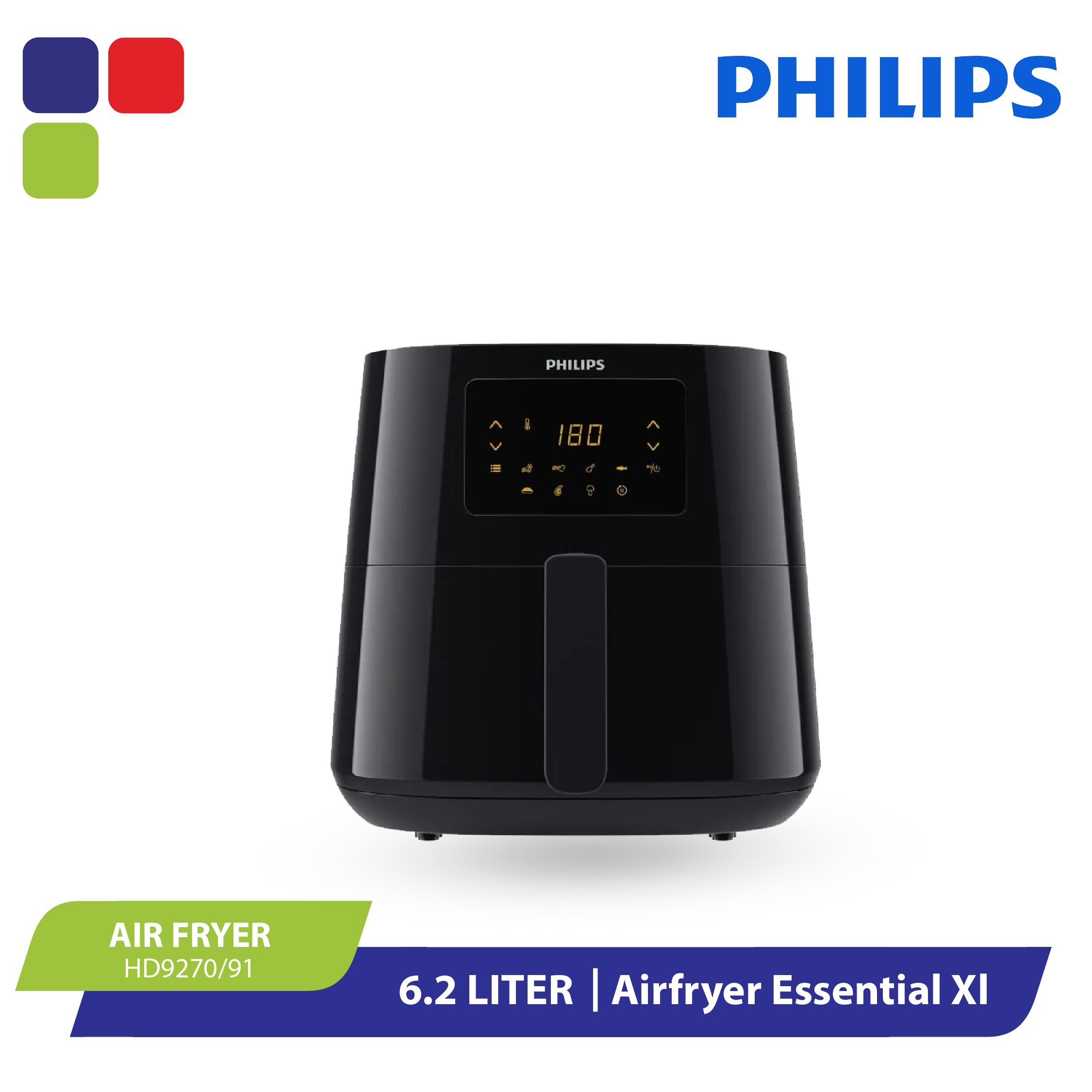 PHILIPS AIRFRYER ESSENTIAL XL 6.2L 2000W HD9270/91 Kemudi Timur