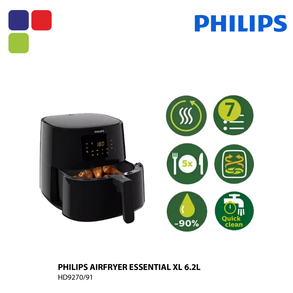 PHILIPS AIRFRYER ESSENTIAL XL 6.2L 2000W HD9270/91 Kemudi Timur