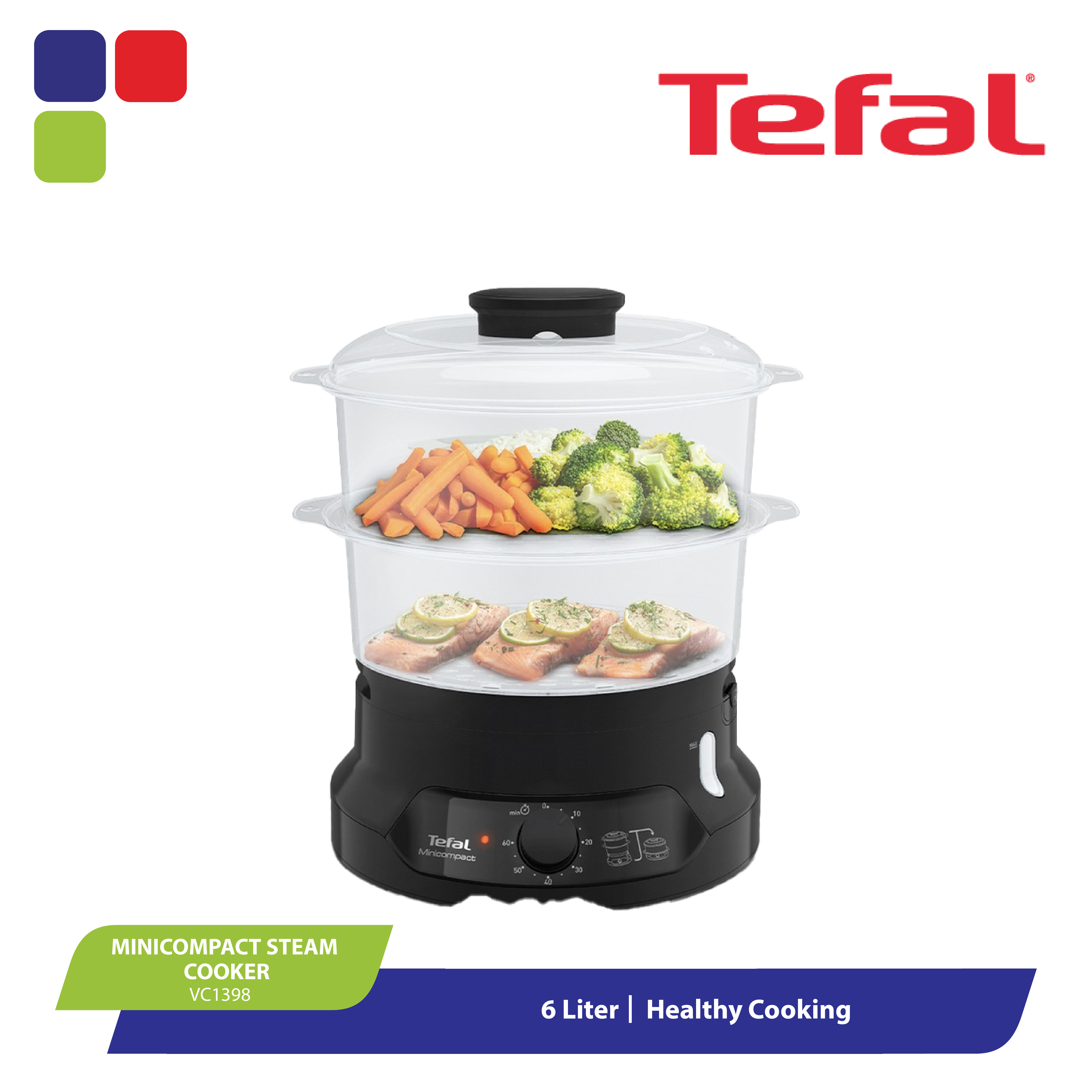 TEFAL STEAMER MINI COMPACT 6L VC1398 Kemudi Timur