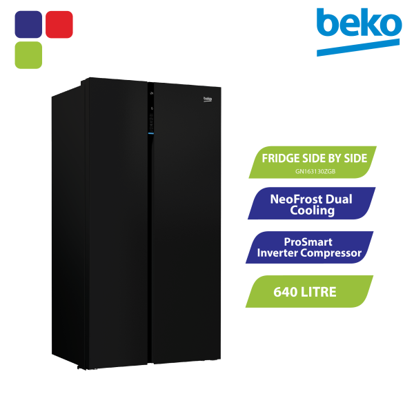 FRIDGE 640L SIDE BY SIDE GLASS BLACK GN163130ZGB Kemudi Timur