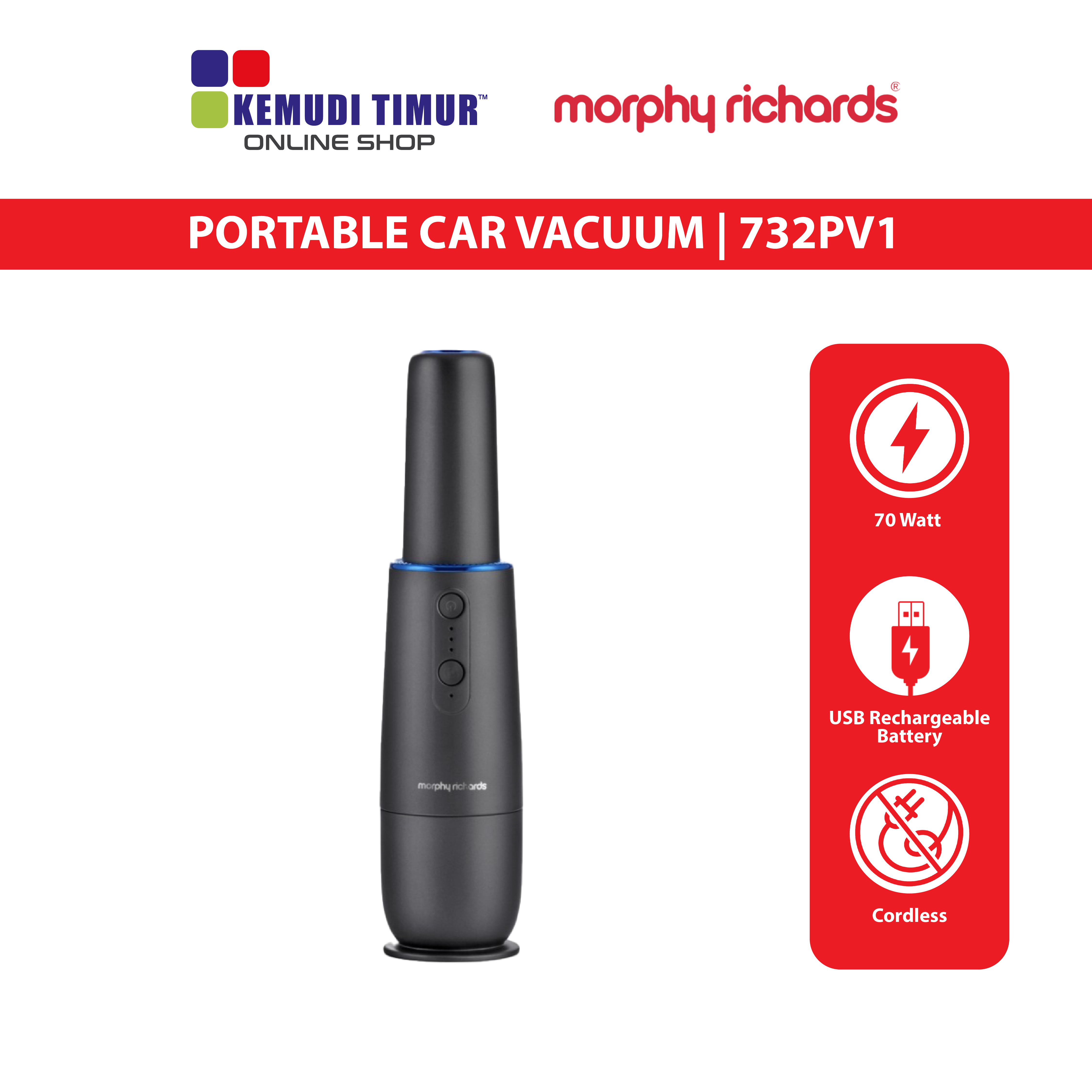 MORPHY RICHARDS VACUUM PORTABLE 732PV1 Kemudi Timur
