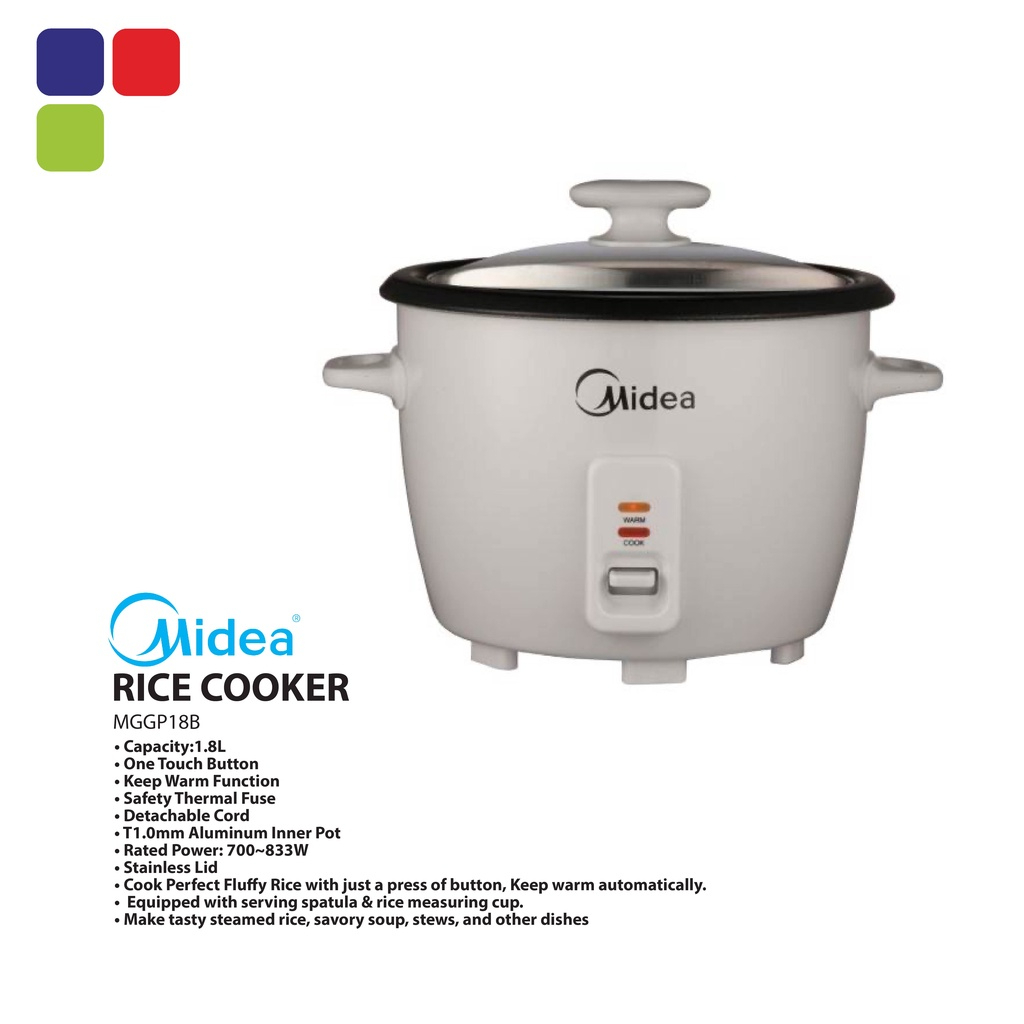 MIDEA RICE COOKER 1.8L STAINLESS STEEL LID MGGP18B Kemudi Timur